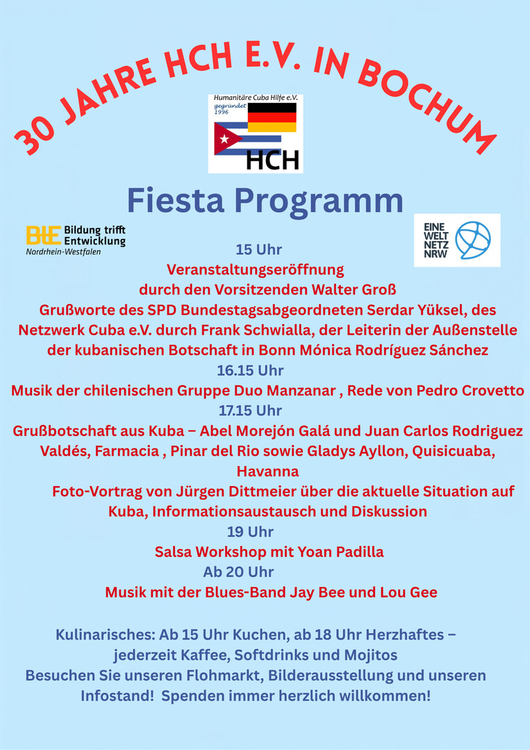 Das Programm unserer 30 Jahre HCH Feier