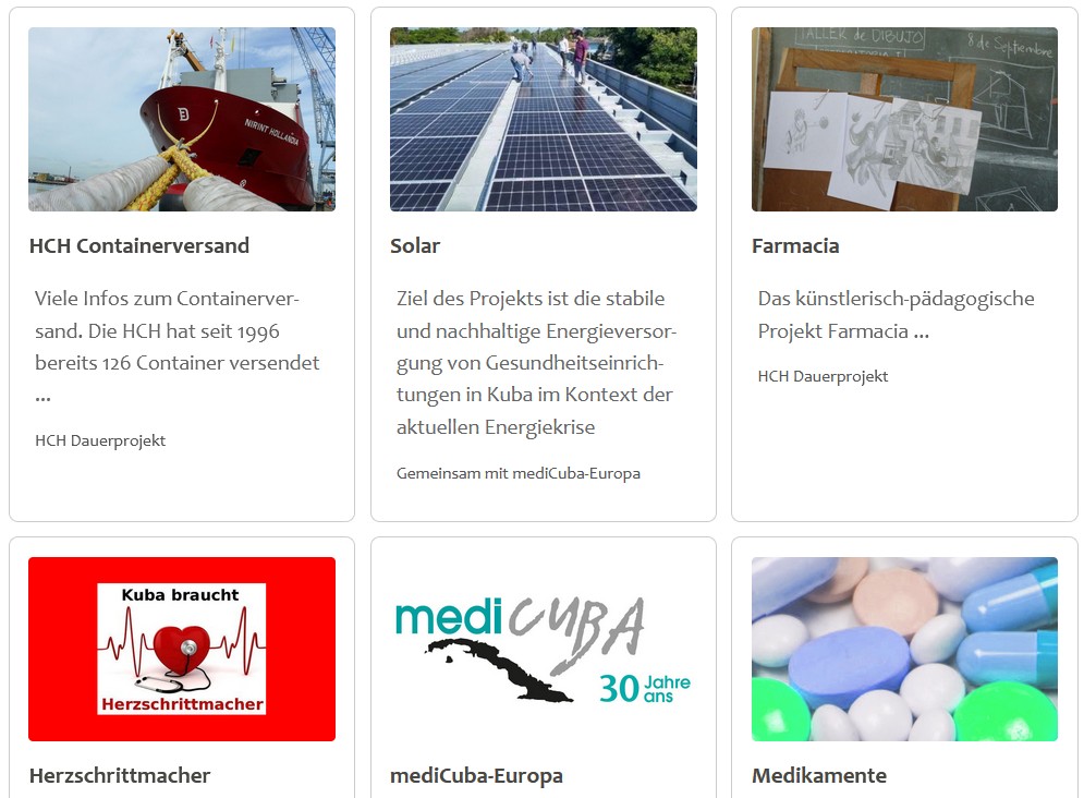 Übersichtsausschnitt der HCH-Projekte